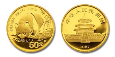 50 Yuan d&#039;oro Cinesi (1/10 di oncia)