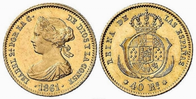 40 Reales d&#039;Oro Spagna - Isabella II