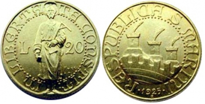 20 Lire d&#039;Oro di San Marino