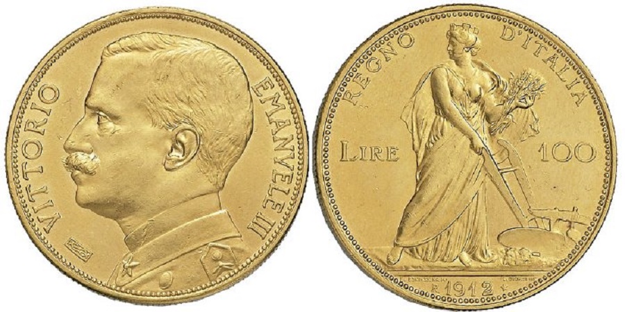 100 lire 1912 aratrice