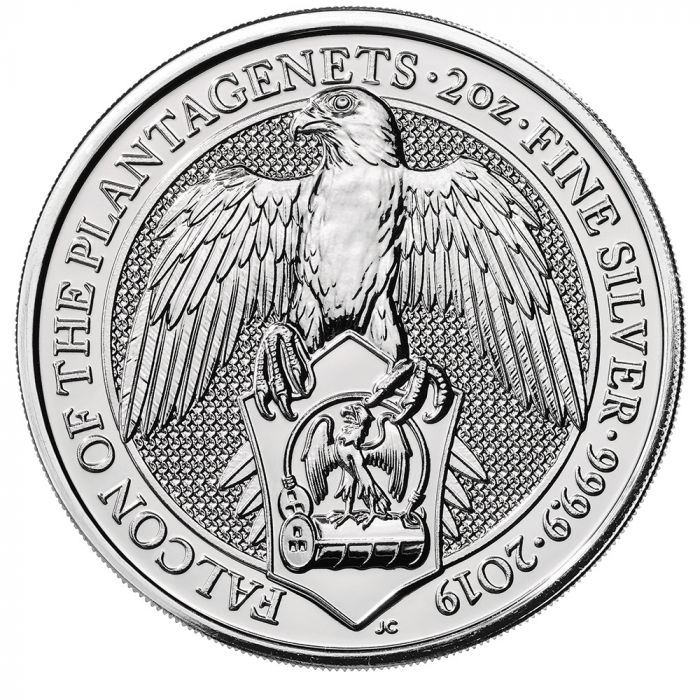 2019 2 oz queens falcon of the plantagenets silver coin obverse2