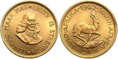 2 Rand d&#039;Oro Sudafricani