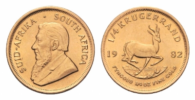 Un Quarto di Krugerrand d&#039;Oro Sudafricano