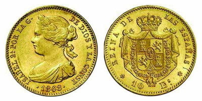 10 SCUDI D&#039;ORO - Isabella II