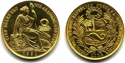 100 Soles d&#039;Oro Peruviani