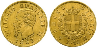 MEZZO MARENGO 10 Lire d&#039;Oro