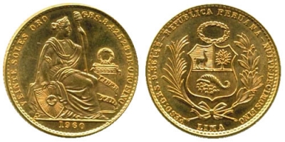 20 Soles d&#039;Oro Peruviani