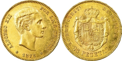 10 Pesetas d&#039;Oro Spagna - Alfonso XII