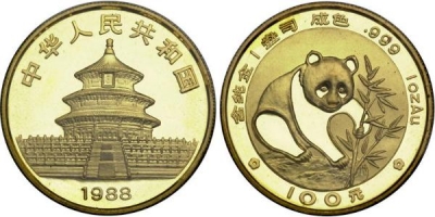 100 Yuan d&#039;oro Cinesi (1/4 di oncia)
