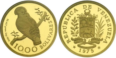 1000 Bolivares d&#039;Oro Venezuelani