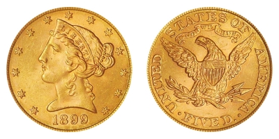 5 Dollari d&#039;Oro Americani - LIBERTY